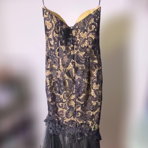 Alyce Paris Claudine, Black Nude Lace Mermaid Strapless Designer Dress SZ 0 - Picture 11 of 16